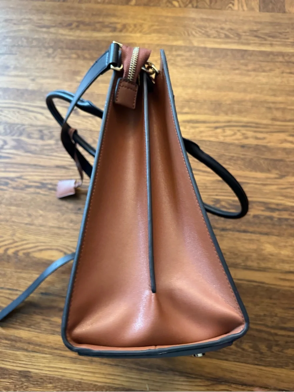 BOSTANTEN (Genuine Leather) Blue Leather Tote with Tan Accents. EXCELLENT!!!